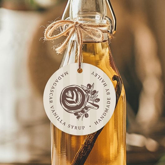 Étiquettes Cadeau Mariage Café Rayure Moka