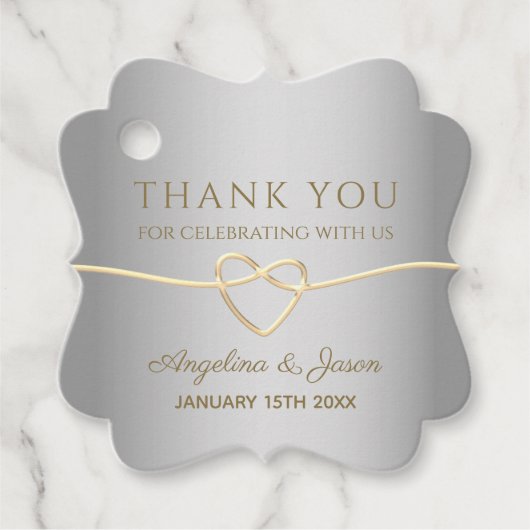 Étiquettes Cadeau Mariage Calligraphie Argent (Devant)