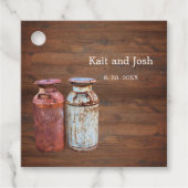 Étiquettes Cadeau Mariage campagnard de canettes de lait Rustique Vi (Devant)