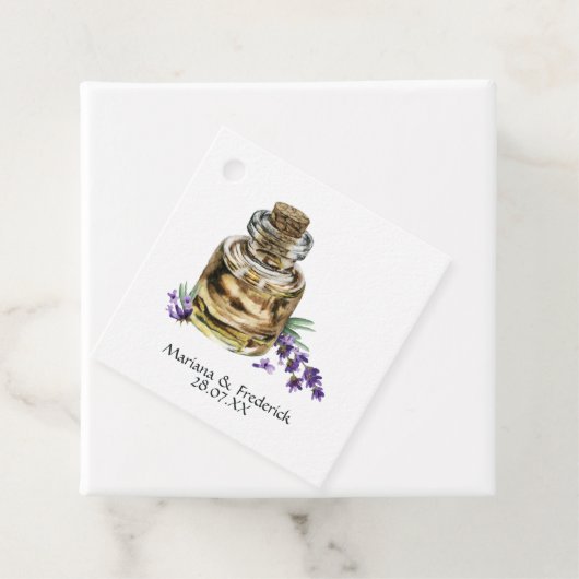 Étiquettes Cadeau Mariage campagnard de Lavande de coton rustique (En situation)