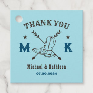 Étiquettes Cadeau Mariage campagnard de monogramme des bottes de cow