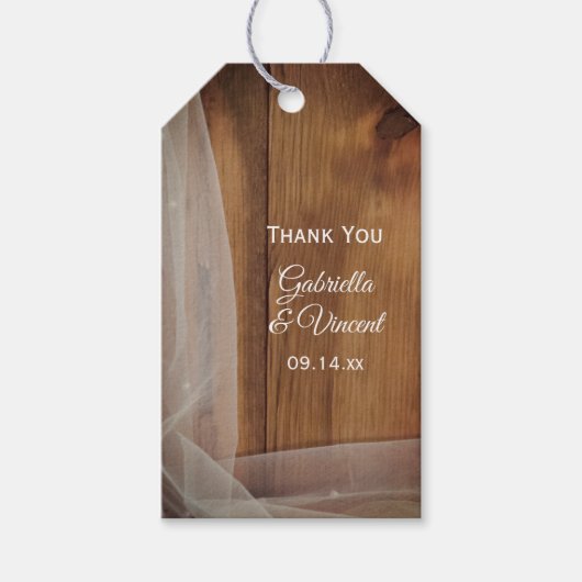 Étiquettes-cadeau Mariage campagnard en bois du Voile nuptiale Favor (Devant)