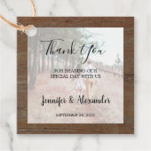 Étiquettes Cadeau Mariage campagnard photo en bois rustique Merci (Devant)