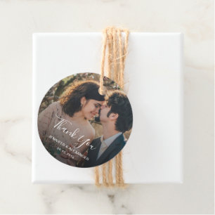 Étiquettes Cadeau Mariage campagnard photo rustique élégant Merci