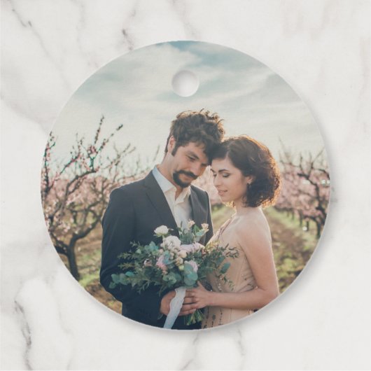 Étiquettes Cadeau Mariage campagnard photo rustique élégant Merci (Dos)