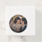 Étiquettes Cadeau Mariage campagnard photo rustique élégant Merci (En situation)