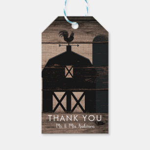 Étiquettes-cadeau Mariage campagnard rustique Patiné en bois noir