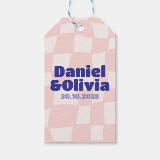 Étiquettes-cadeau Mariage Carré rose (Devant)