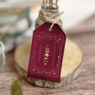 Étiquettes-cadeau Mariage céleste du Tarot d'or de Bourgogne et de F