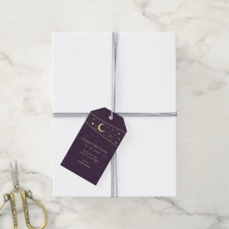 Étiquettes-cadeau Mariage céleste Profonde Violet Étoiles et Lune