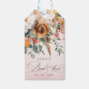 Étiquettes-cadeau Mariage Champêtre Orange Floral Automne Shower de
