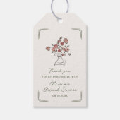 Étiquettes-cadeau Mariage Champêtre Urne Florale Rouge Sage Dessinée (Devant)