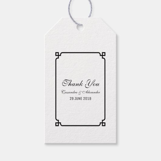 Étiquettes-cadeau Mariage chic Black Deco (Devant)