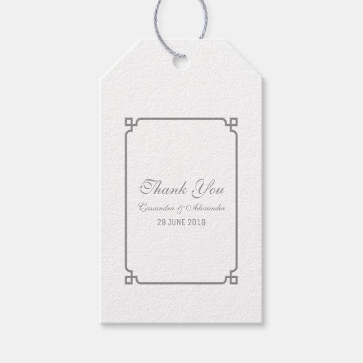 Étiquettes-cadeau Mariage chic gris déco (Devant)
