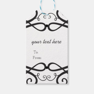 Étiquettes-cadeau Mariage Chic Vintage Classique Noir et Blanc