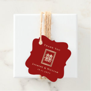 Étiquettes Cadeau Mariage chinois à double bonheur