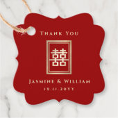 Étiquettes Cadeau Mariage chinois à double bonheur (Devant)