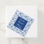 Étiquettes Cadeau Mariage Chinois Bleu Oiseaux et Fleurs Réception d (En situation)