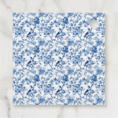 Étiquettes Cadeau Mariage Chinois Bleu Oiseaux et Fleurs Réception d (Dos)