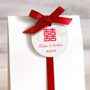 Étiquettes Cadeau Mariage chinois Double bonheur Signer service Tags
