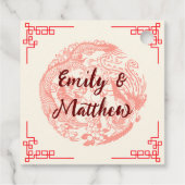 Étiquettes Cadeau Mariage chinois rouge dragon et Phénix (Dos)
