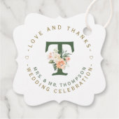 Étiquettes Cadeau Mariage circulaire de monogramme flou rose (Dos)