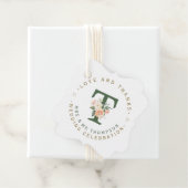 Étiquettes Cadeau Mariage circulaire de monogramme flou rose (En situation)