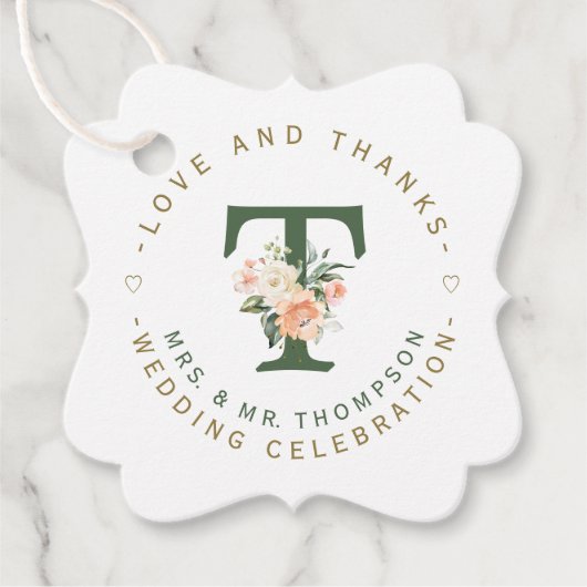 Étiquettes Cadeau Mariage circulaire de monogramme flou rose (Devant)