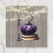 Étiquettes Cadeau Mariage Citrouille violet en bois rustique (Dos)
