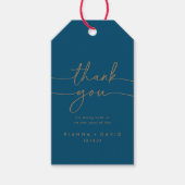 Étiquettes-cadeau Mariage classique bleu marine Merci (Devant)