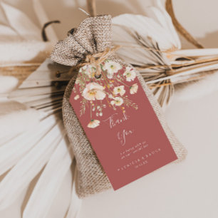 Étiquettes-cadeau Mariage classique Boho Blush Fleur sauvage Merci