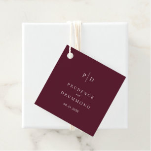 Étiquettes Cadeau Mariage Classique Élégant Bourguignon Foncé