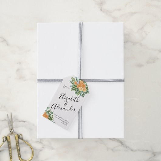 Étiquettes-cadeau Mariage classique Floral Roses (Avec de la ficelle)