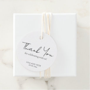 Étiquettes Cadeau Mariage Classique Minimaliste Noir et Blanc
