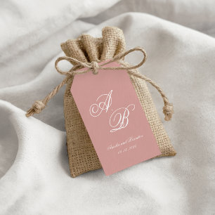 Étiquettes-cadeau Mariage Classique Rose Poussiéreuse & Monogramme B