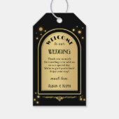 Étiquettes-cadeau Mariage Confetti en or noir (Devant)