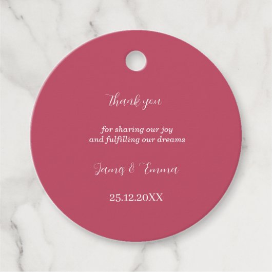 Étiquettes Cadeau Mariage Customisé Rose simple (Devant)