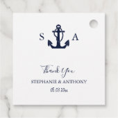 Étiquettes Cadeau Mariage d'Ancre bleu marine Monogram (Dos)