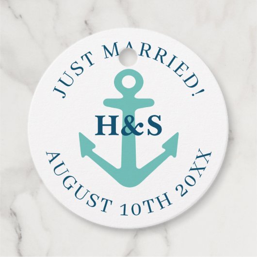 Étiquettes Cadeau Mariage d'ancre nautique merci pour les balises (Devant)