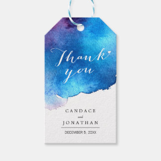 Étiquettes-cadeau Mariage d'aquarelle bleu