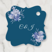 Étiquettes Cadeau Mariage d'aquarelle bleu rustique (Dos)