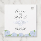 Étiquettes Cadeau Mariage d'aquarelle Blue Hydrangea (Dos)