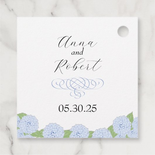 Étiquettes Cadeau Mariage d'aquarelle Blue Hydrangea (Dos)