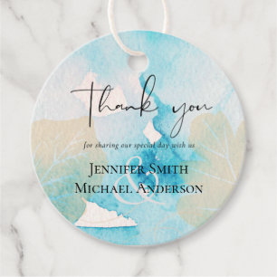 Étiquettes Cadeau MARIAGE d'aquarelle BUDGET Sea Glass Shades