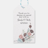 Étiquettes-cadeau Mariage d'aquarelle de feuillage d'hiver (Dos)