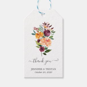 Étiquettes-cadeau Mariage d'aquarelle de fleurs végétales toscanes