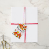Étiquettes-cadeau Mariage d'aquarelle de Motif de fleurs rouge orang (Avec de la ficelle)