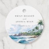Étiquettes Cadeau Mariage d'aquarelle de plage Tropical (Devant)