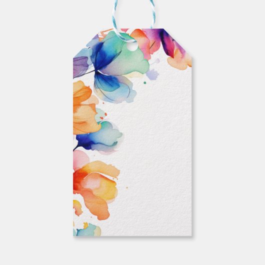 Étiquettes-cadeau Mariage d'aquarelle florale brillant personnalisé (Dos)