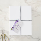 Étiquettes-cadeau Mariage d'aquarelle florale pourpre et argent (Avec de la ficelle)